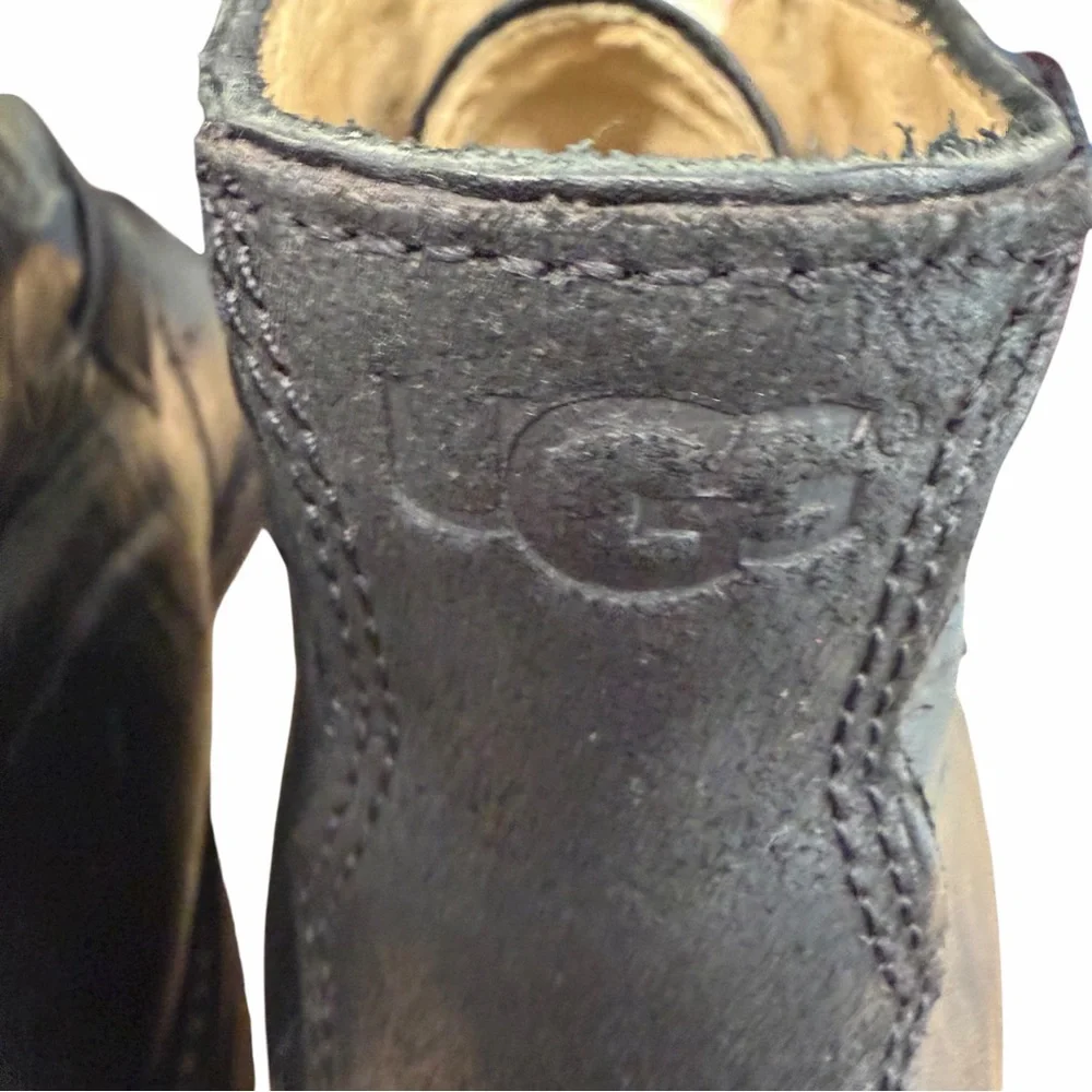 UGG Australia Black Leather Buckle‎ Ankle Boots – Size 9.5 Men